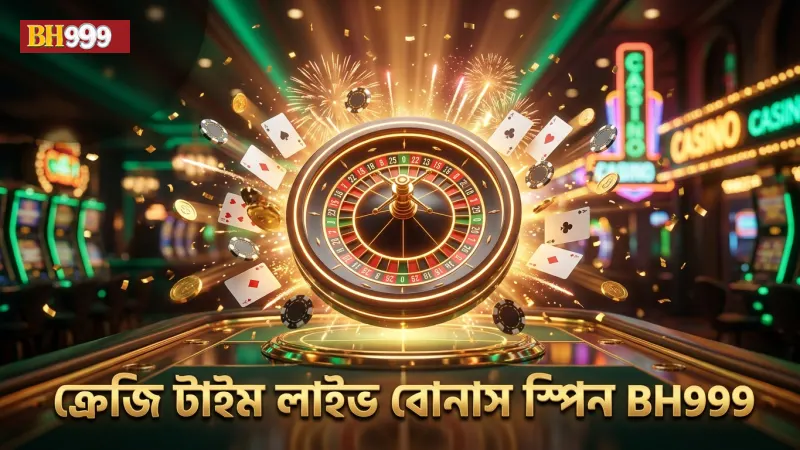 ক্রেজি টাইম গেমে লাইভ বোনাস হুইল স্পিনের দৃশ্য